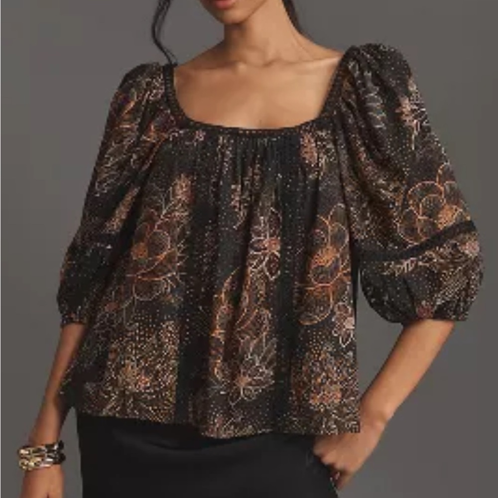 Farm Rio Lace Inset Peasant Blouse Size XXS